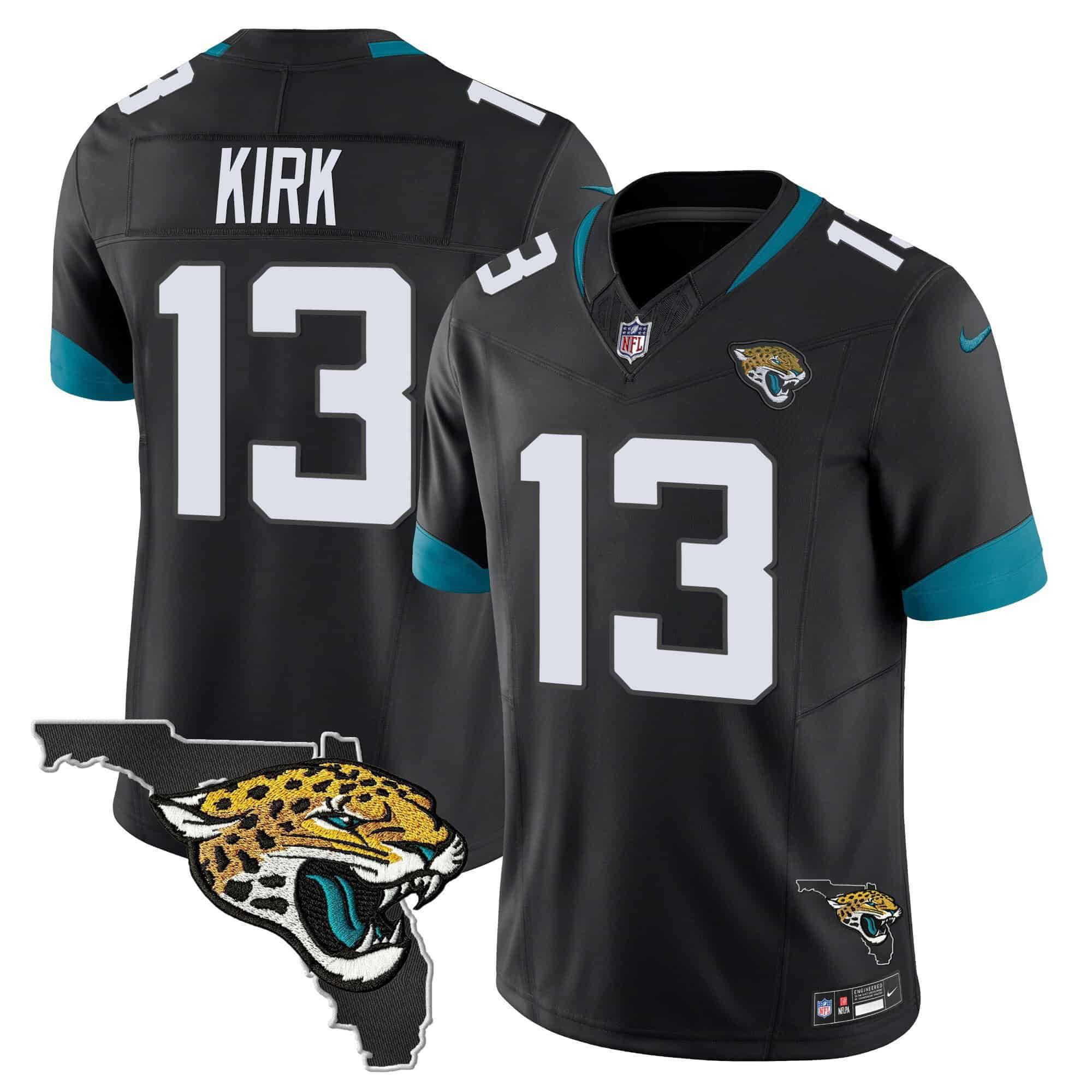 Men Jacksonville Jaguars #13 Kirk Black 2024 Nike Florida Patch Vapor NFL Jersey style 1